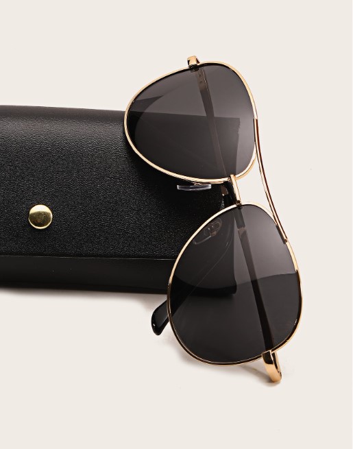 Gafas de sol de aviador negro/dorado