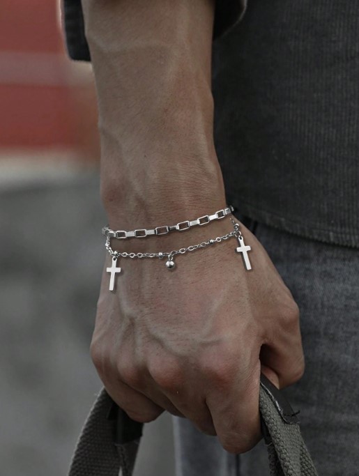 pulsera con cruz hombre
