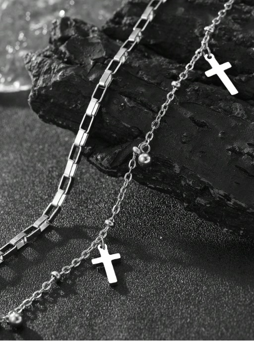 Pulsera acero inoxidable con cruz colgante