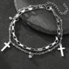 Pulsera acero inoxidable con cruz colgante