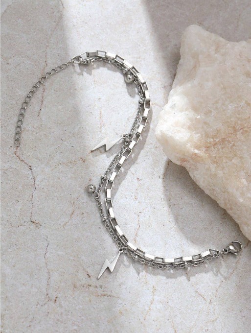 Pulsera acero inoxidable con rayo colgante