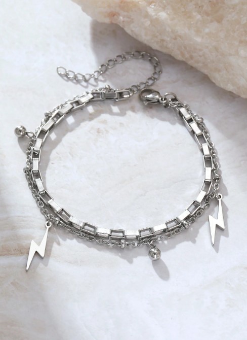 Pulsera acero inoxidable con rayo colgante