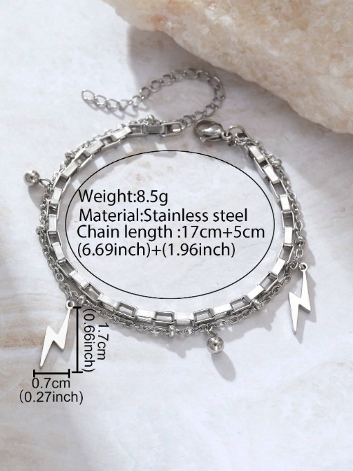 Pulsera acero inoxidable con rayo colgante