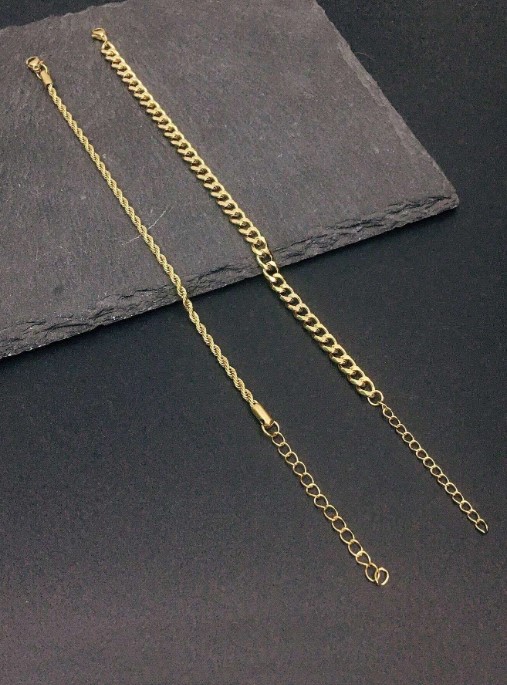 2x1 Juego de pulseras de cadena de acero inoxidable