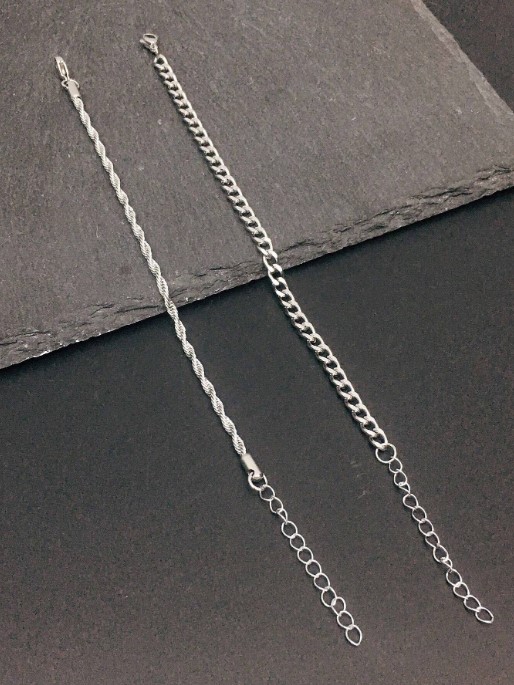 2x1 Juego de pulseras de cadena de acero inoxidable