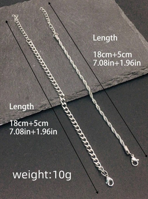 2x1 Juego de pulseras de cadena de acero inoxidable