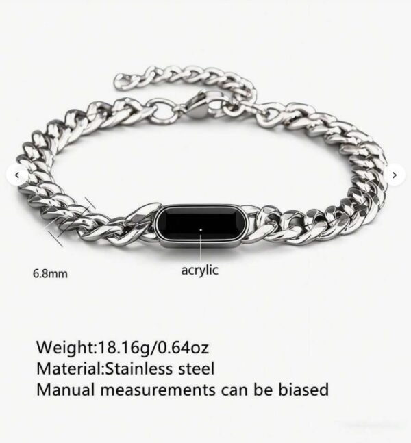 Pulsera con decoración oval acrilico Negro