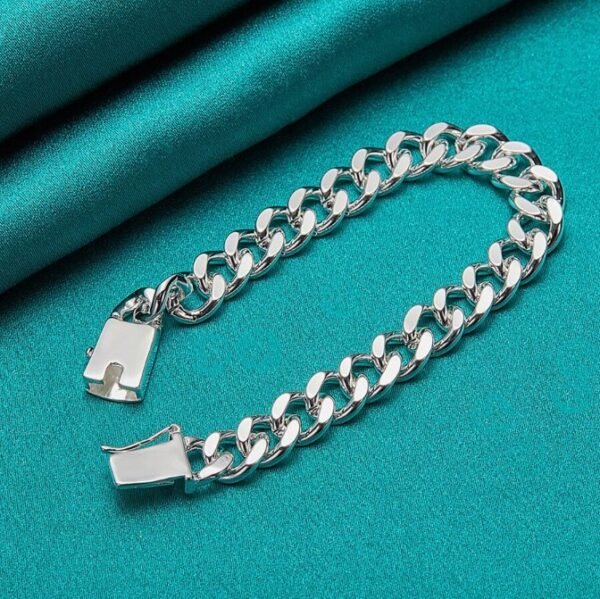 Pulsera Cubana de Plata 925 para Hombre – Cadena Cuadrada Plateada
