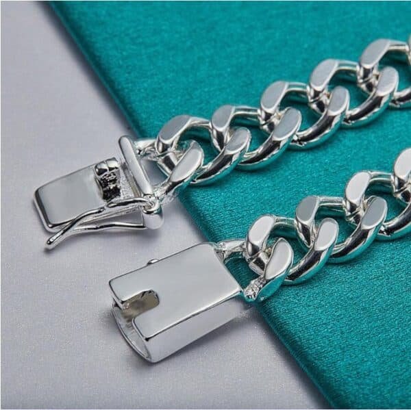 Pulsera Cubana de Plata 925 para Hombre – Cadena Cuadrada Plateada