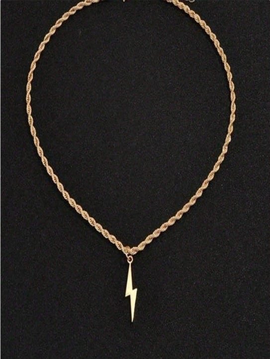 Cadena rope acero inoxidable GOLD con dije de rayo