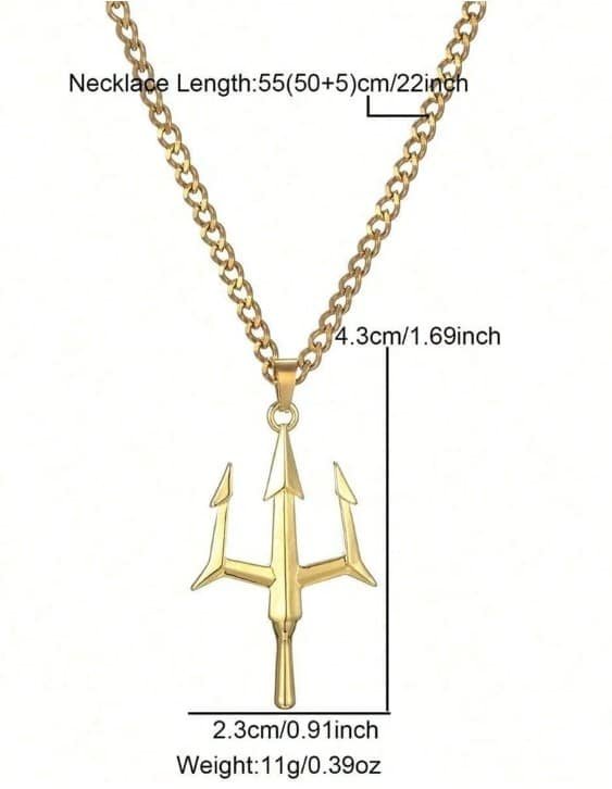 Cadena Tridente Gold para Hombre – Collar de Acero Inoxidable Estilo Poder