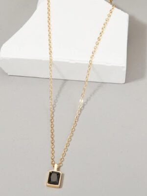 Collar de cobre con colgante cuadrado negro