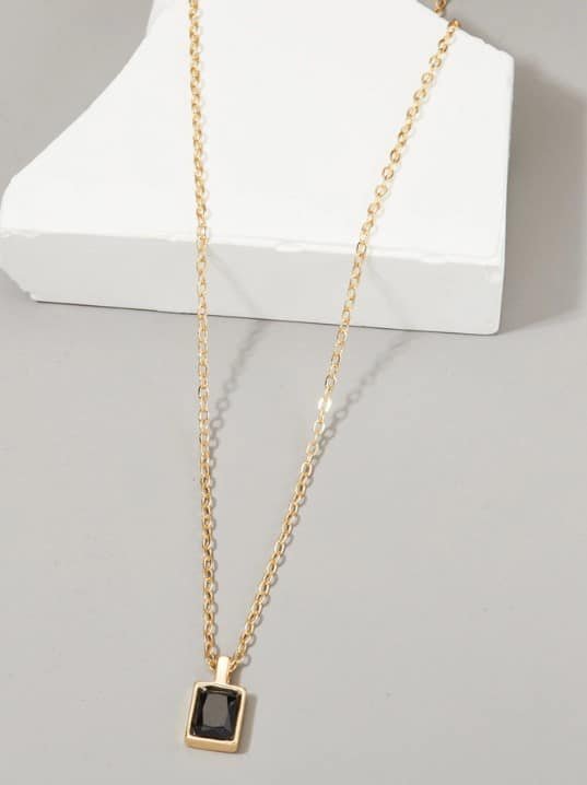 Collar de cobre con colgante cuadrado negro