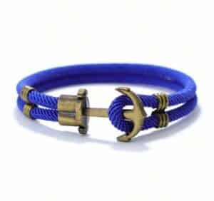Pulsera de Ancla Vintage para Hombre con Cuerda Azul – Estilo Náutico Elegante