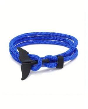 Pulsera Trenzada de Cuerda Azul con Cola de Ballena para Hombre – Estilo Náutico