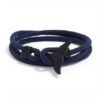 Pulsera Trenzada de Cuerda Azul Marino con Cola de Ballena para Hombre – Estilo Náutico