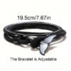 Pulsera Trenzada de Cuerda Negra con Cola de Ballena para Hombre – Estilo Náutico