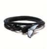 Pulsera Trenzada de Cuerda Negra con Cola de Ballena para Hombre – Estilo Náutico