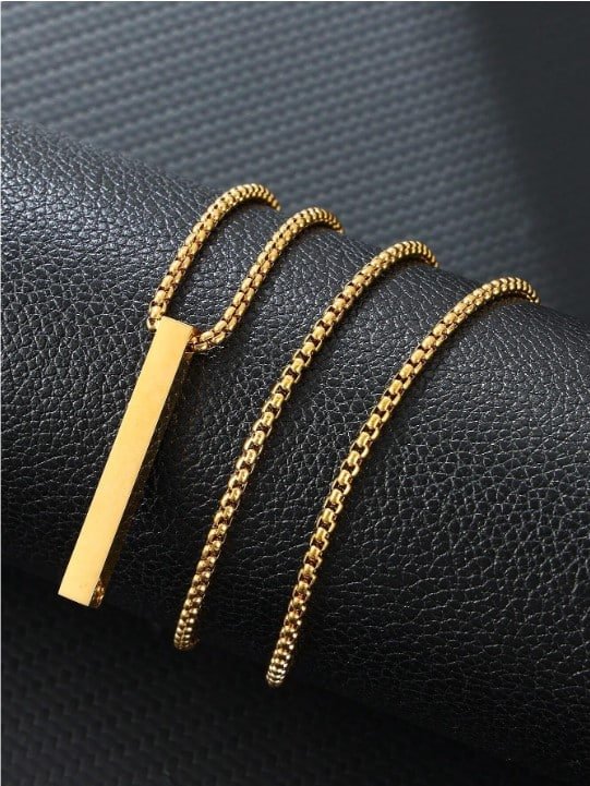 Collar con colgante Hombres de acero inoxidable Gold