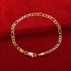 Pulsera de cadena Figaro chapada en oro de 18K- 20cm