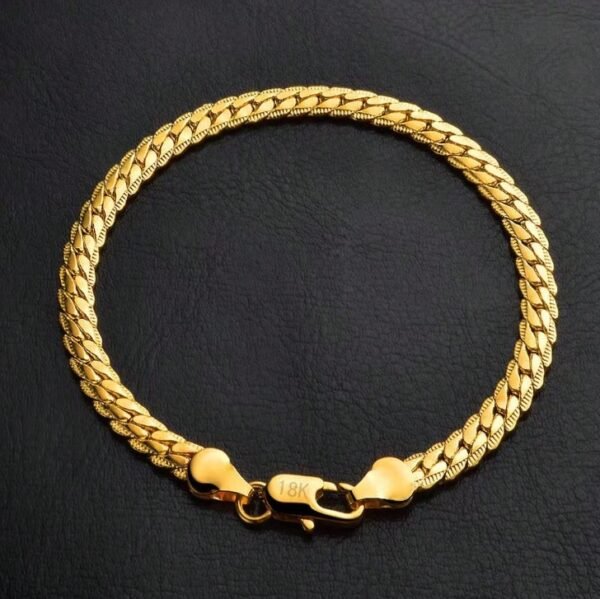 Pulsera de cadena con relieve chapada en oro de 18 k- 20cm