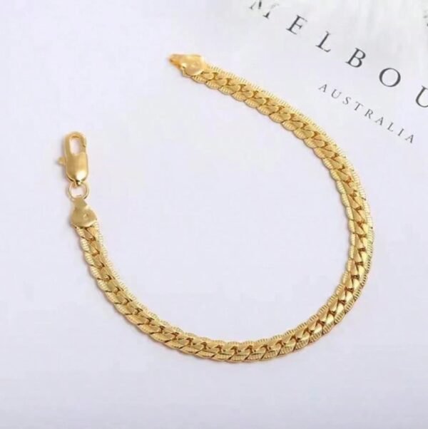 Pulsera de cadena con relieve chapada en oro de 18 k- 20cm