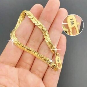 Pulsera de cadena con relieve chapada en oro de 18 k- 20cm