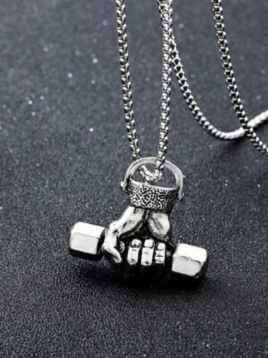 Cadena acero inoxidable dije mano con mancuerna