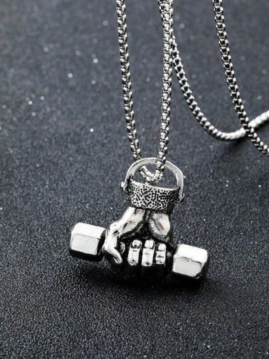 Cadena acero inoxidable dije mano con mancuerna