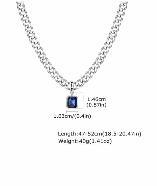 Cadena semigruesa con dije cubo azul